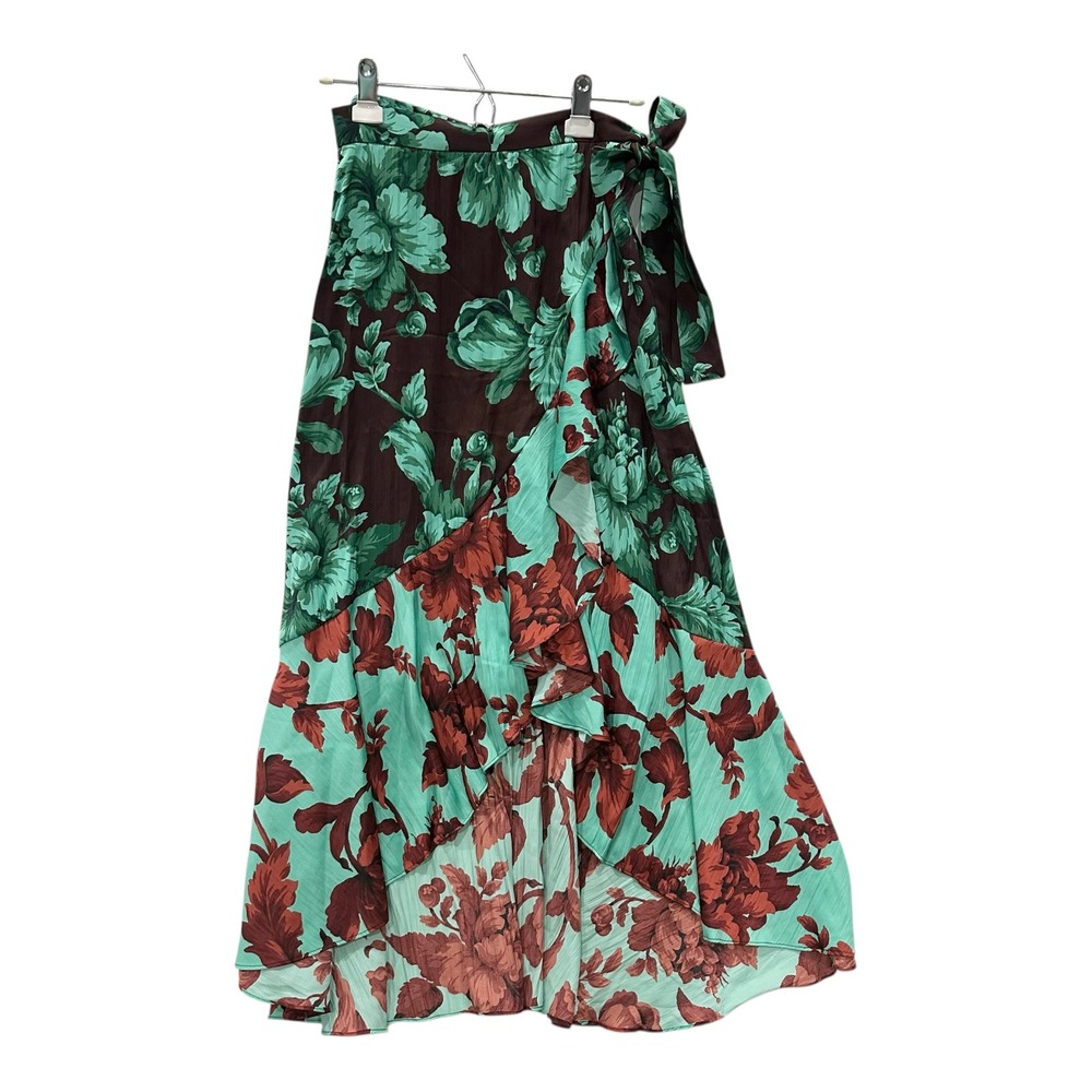 Maeve Anthropologie Floral High Low Wrap Skirt Green Brown XXS NWT